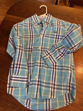 Chaps Light Blue Plaid Button-Down Shirt